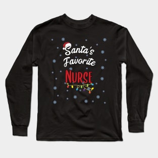 Santa's Favorite Nurse Christmas xmas Gift Long Sleeve T-Shirt